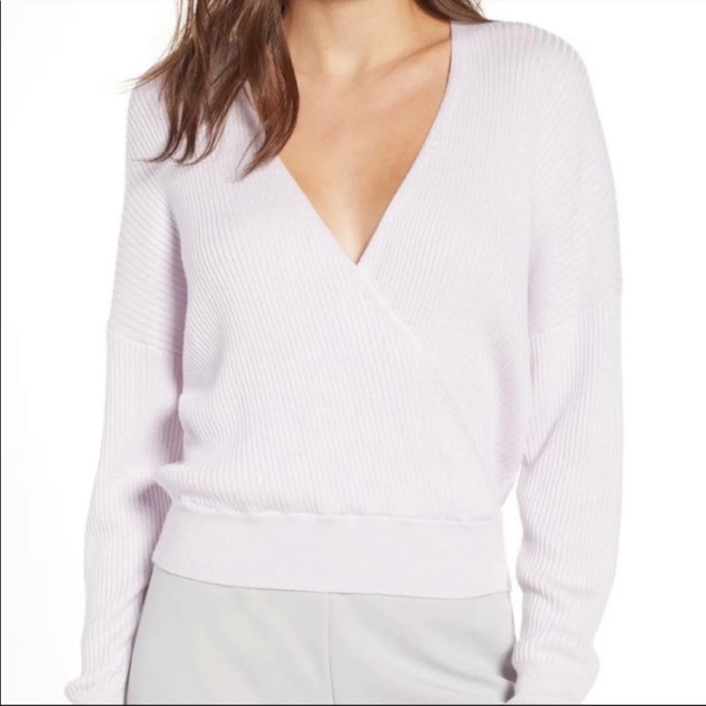 Leith Lilac V Neck Cropped Sweater